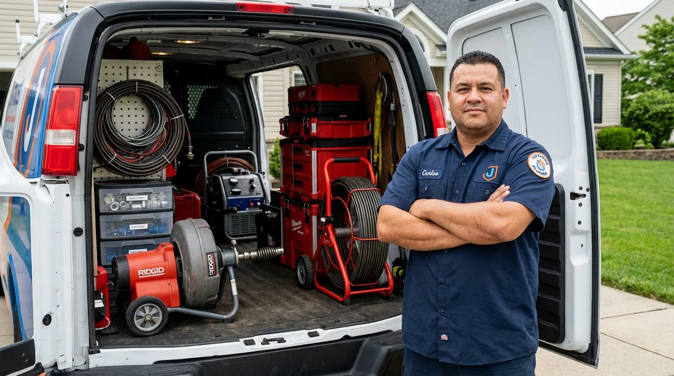 Professional drain cleaning equipment and Johns Plumbing LLC plumber in Shelley