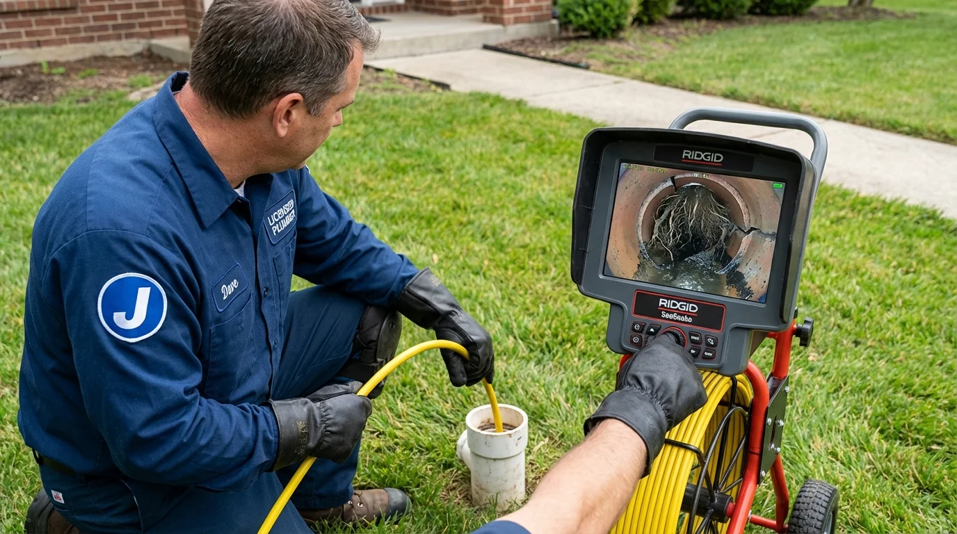 Sewer camera inspection being performed by Johns Plumbing LLC in Shelley